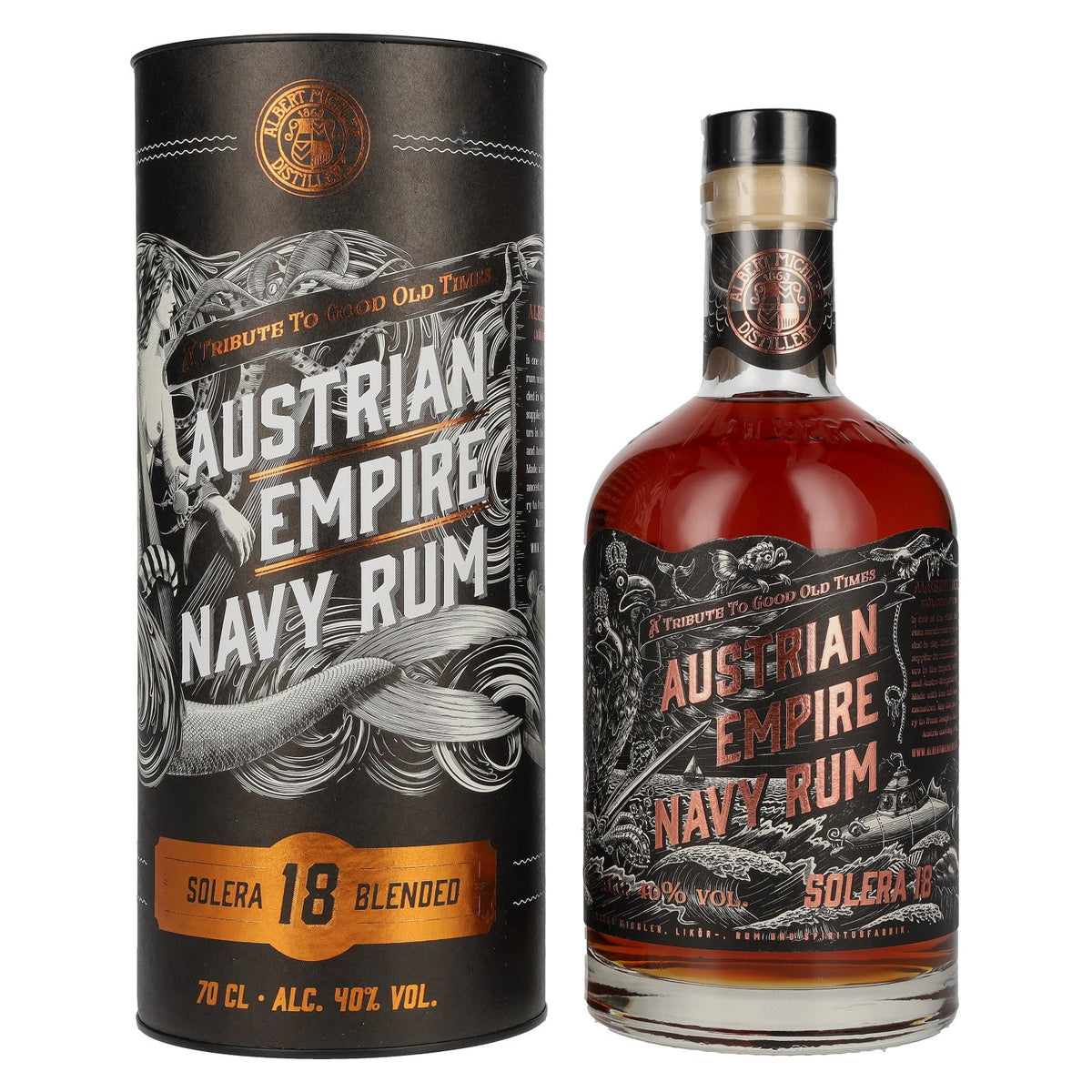 Austrian Empire Navy Rum 18 Solera Blended 40% vol. 0.7l in a gift box