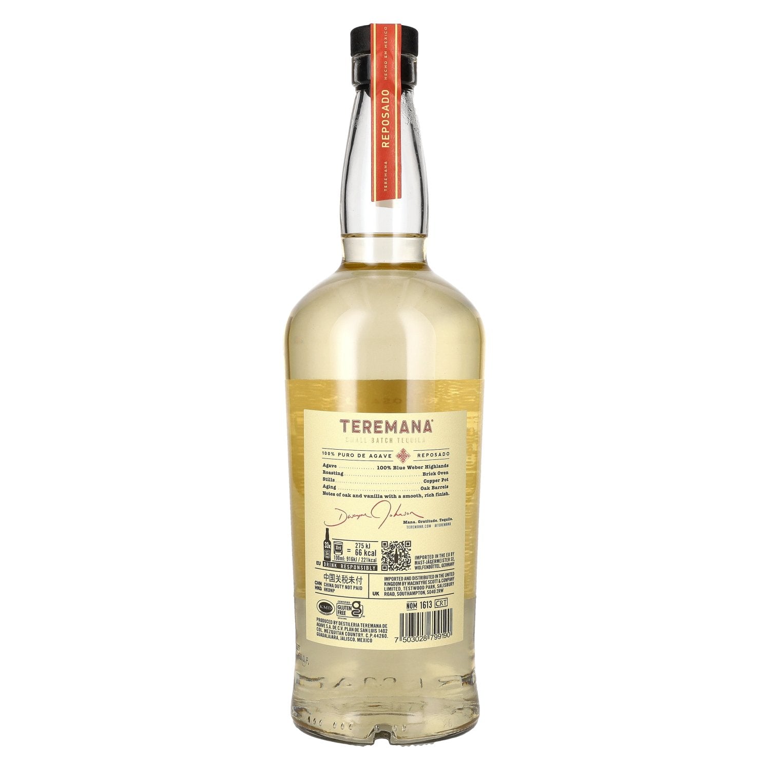 Teremana Tequila Reposado 100% Puro de Agave Small Batch 40% Vol. 1l