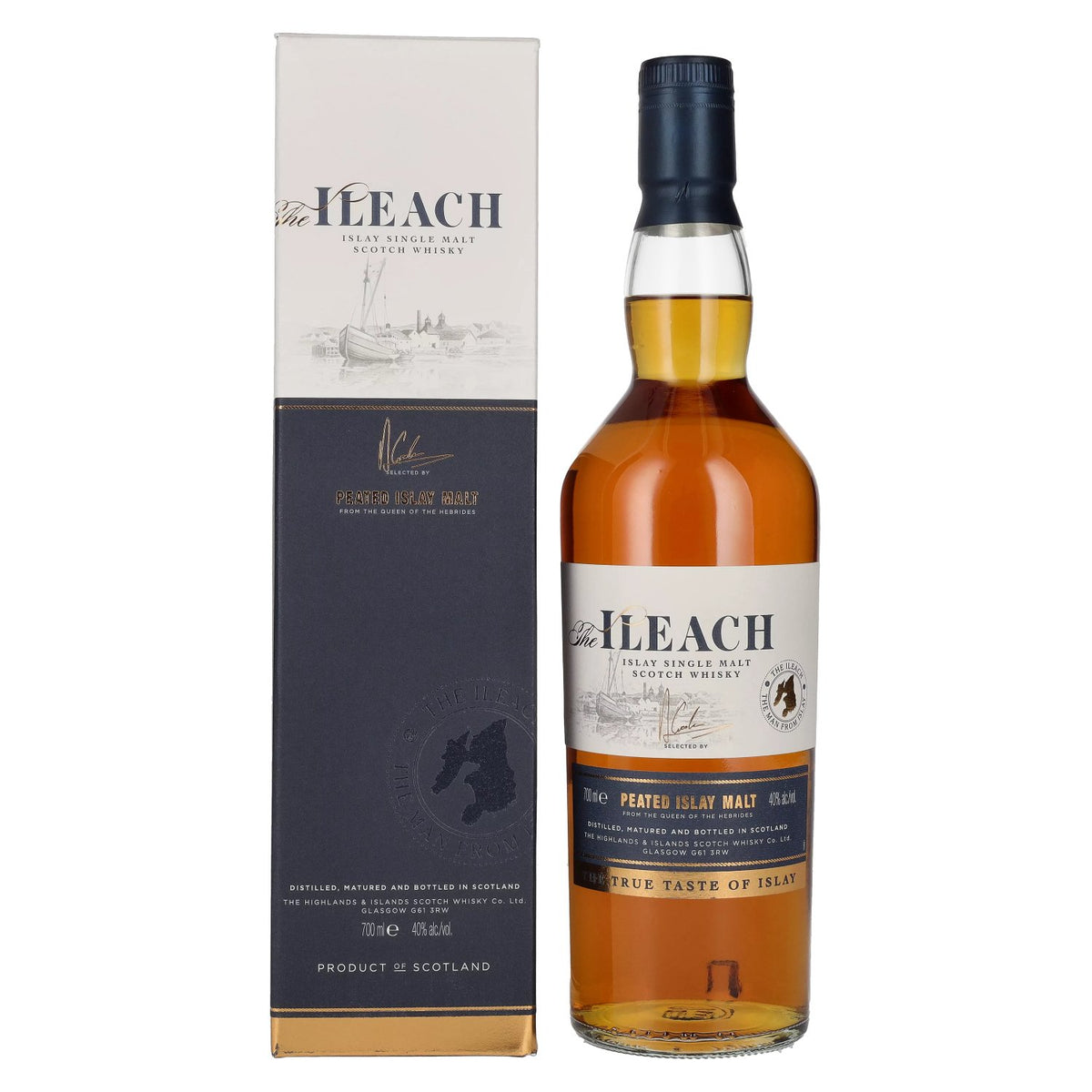Ileach PEATED ISLAY MALT Islay Single Malt 40% Vol. 0.7L in gift box