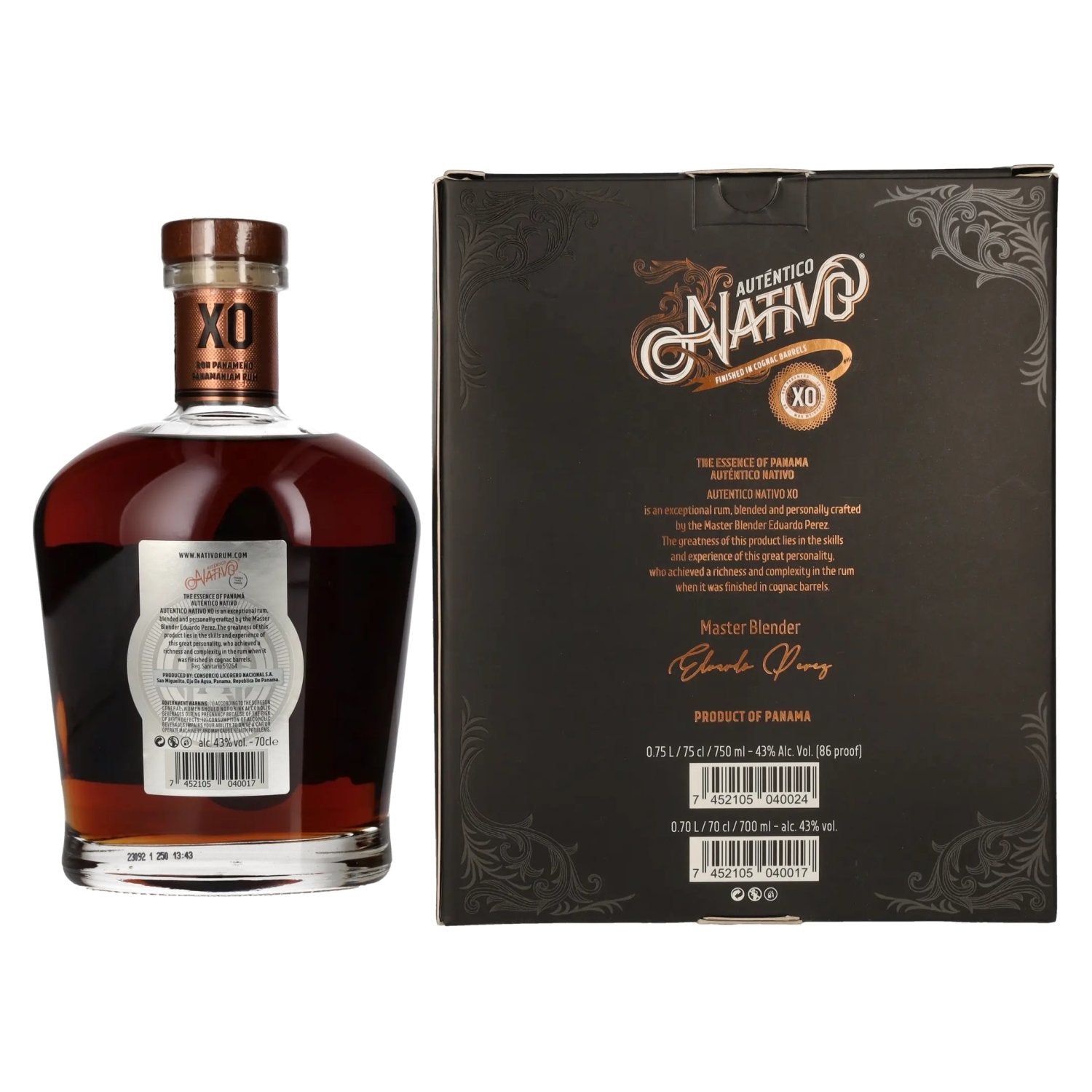 Auténtico Nativo XO Cognac Barrels Finish 43% Vol. 0.7L in Gift Box