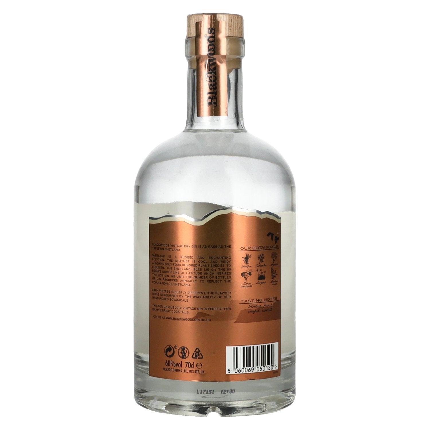Blackwoods Vintage Dry Gin Limited Edition Superior 2012 60% Vol. 0,7l