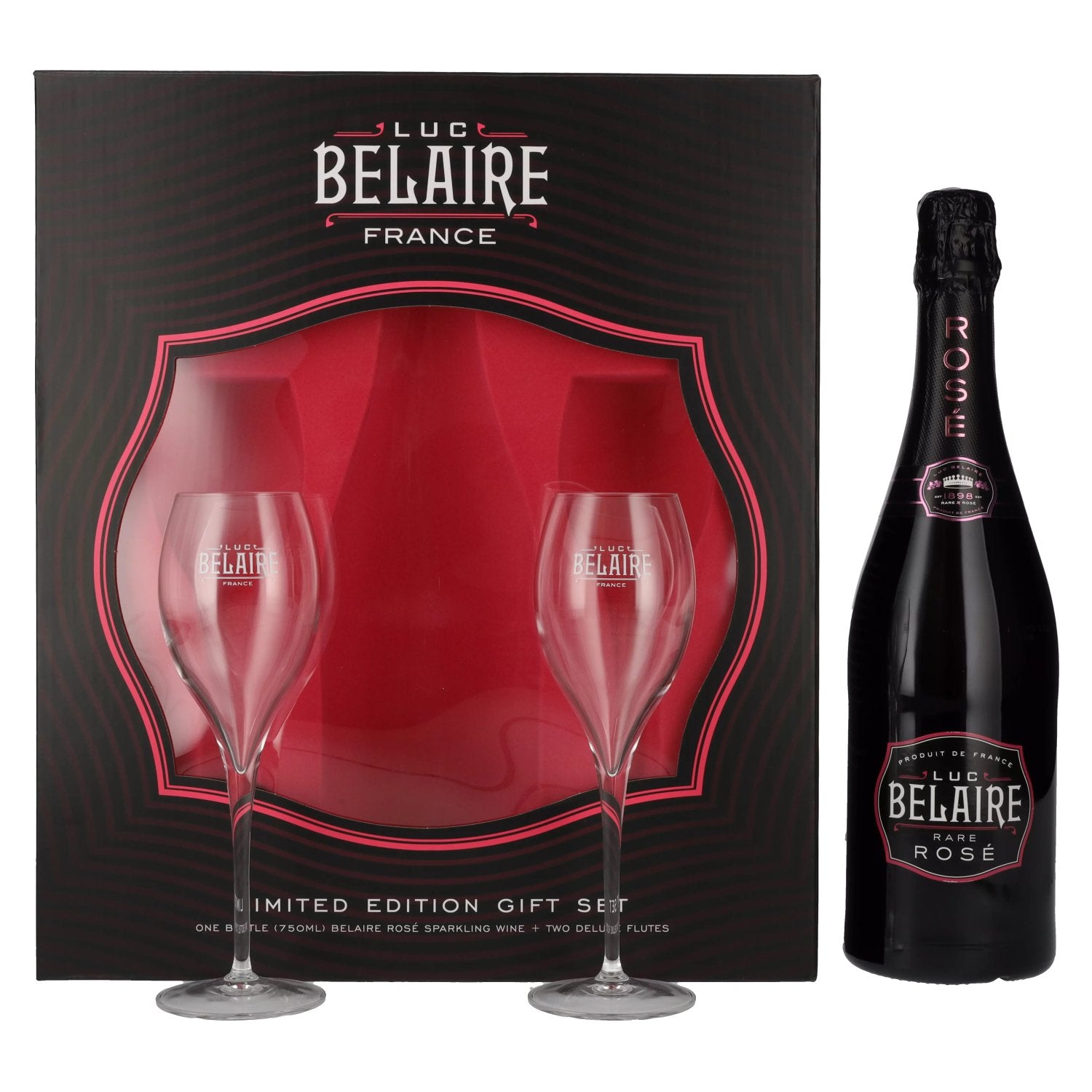 Luc Belaire Rare Rosé 12,5% Vol. 0,75l in Geschenkbox mit 2 Gläsern