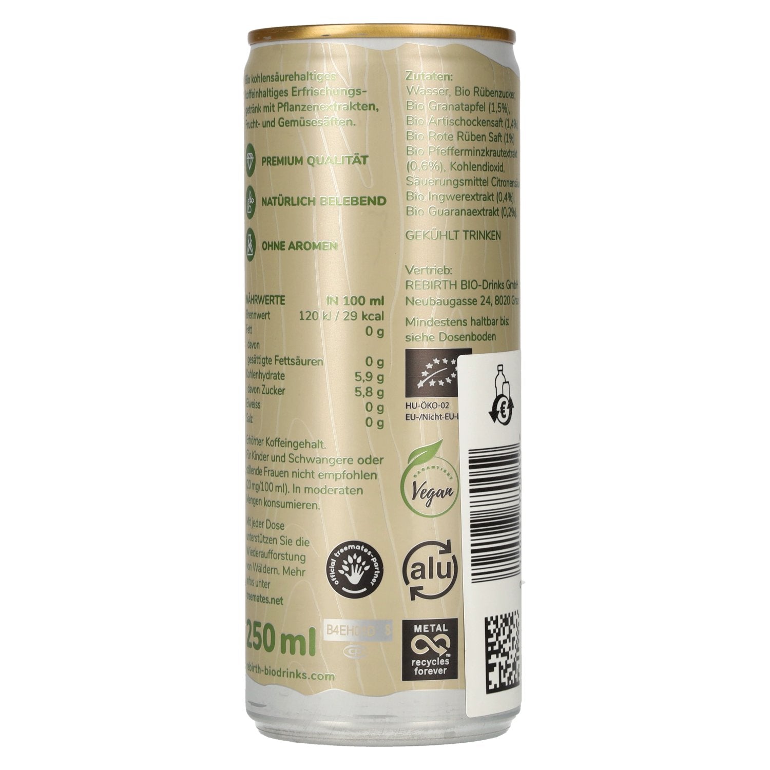 REBIRTH Supreme Organic Drink Ginger-Mint 24x0.25l Cans Deposit