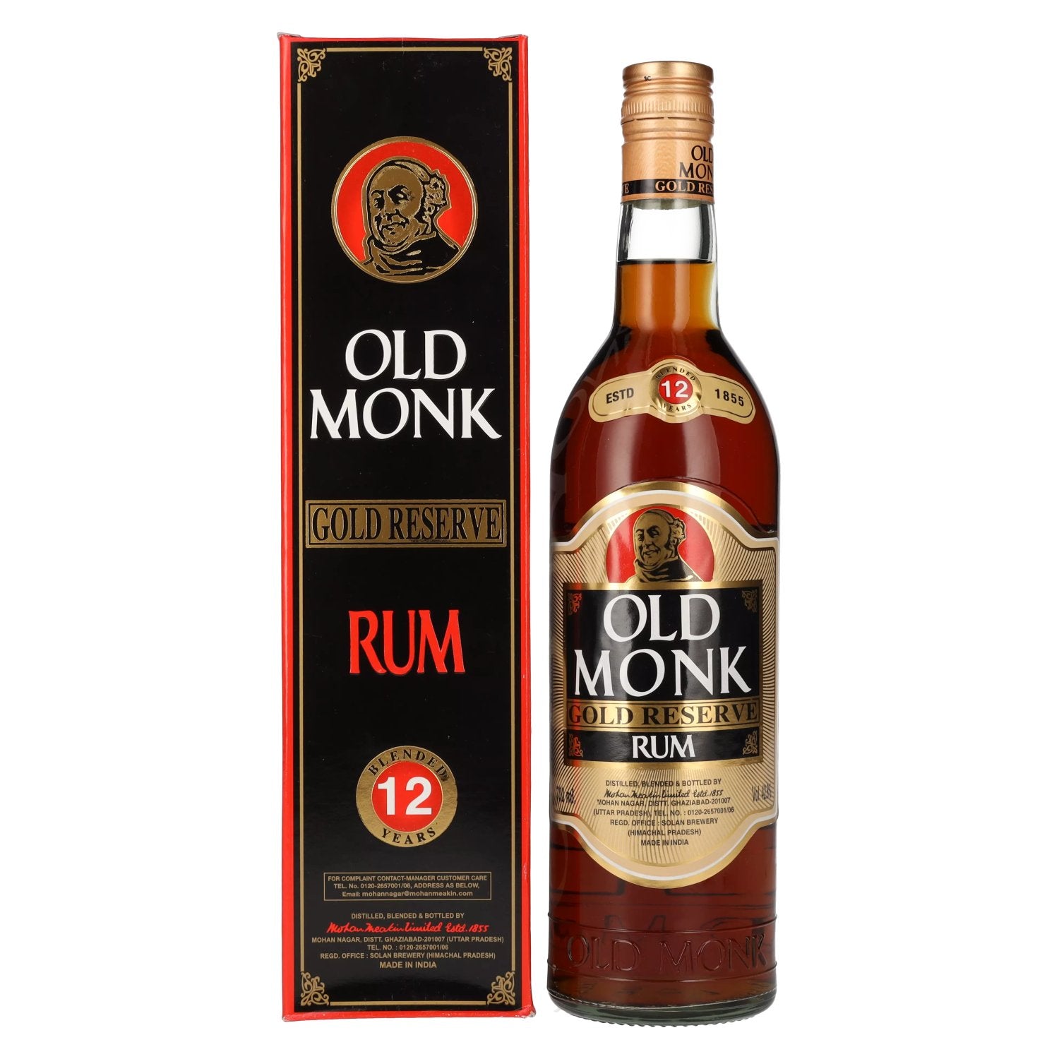 Old Monk Gold Reserve Rum 12 Years Old 42.8% Vol. 0.7l in Gift Box