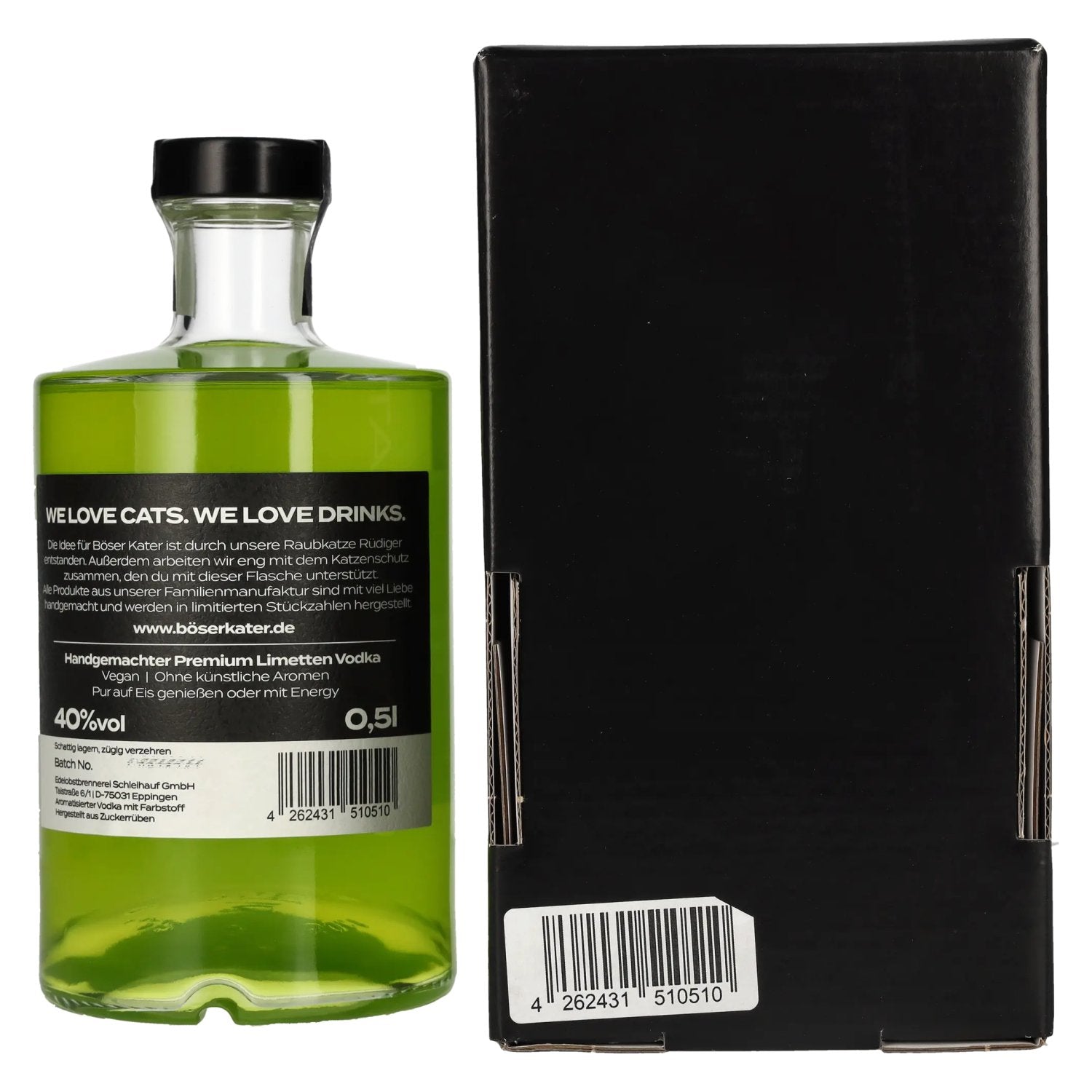 EVIL CAT Black Light Neon Lime Vodka 40% Vol. 0.5l in gift box