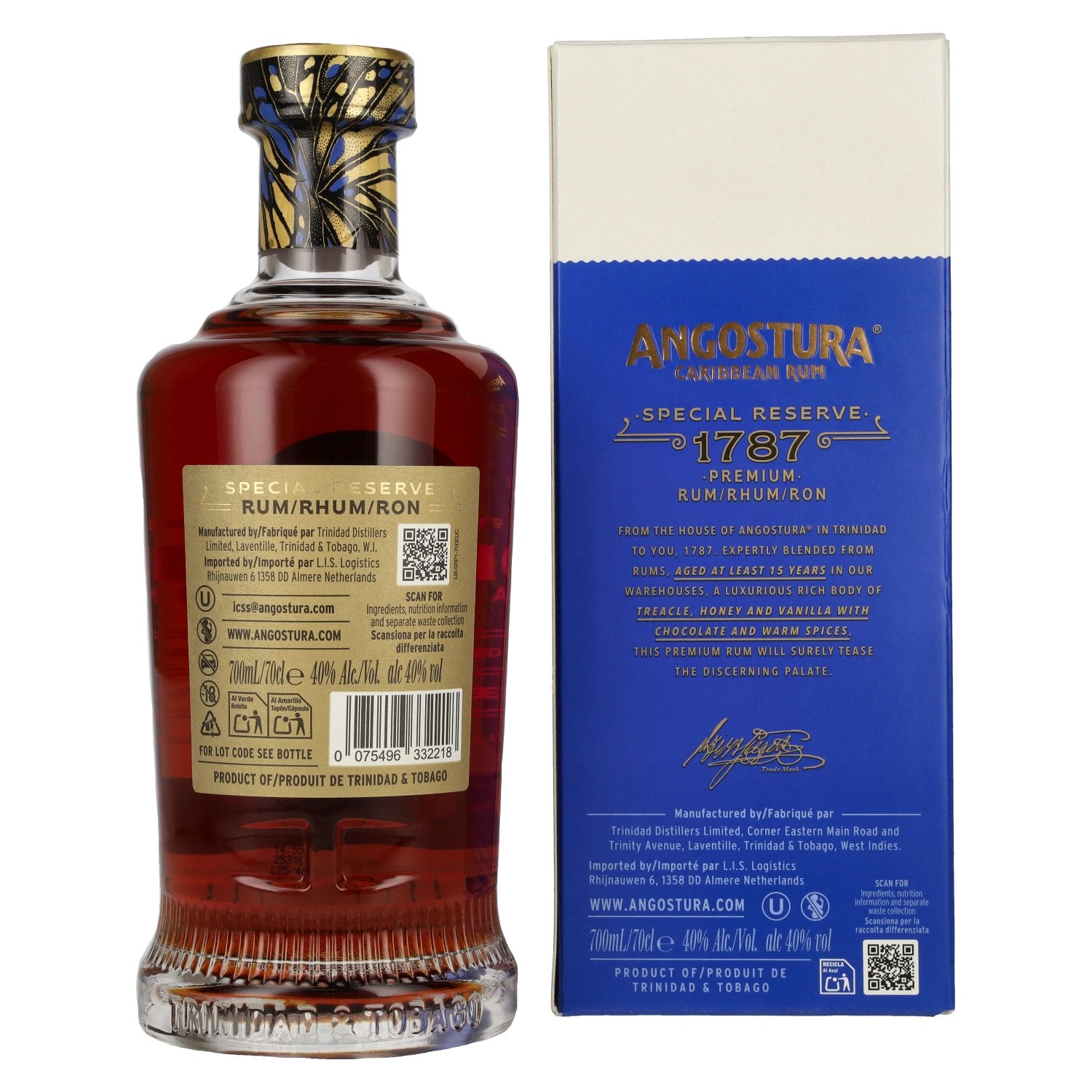 Angostura 1787 15 Years Old Super Premium Rum 40% Vol. 0,7l in Geschenkbox