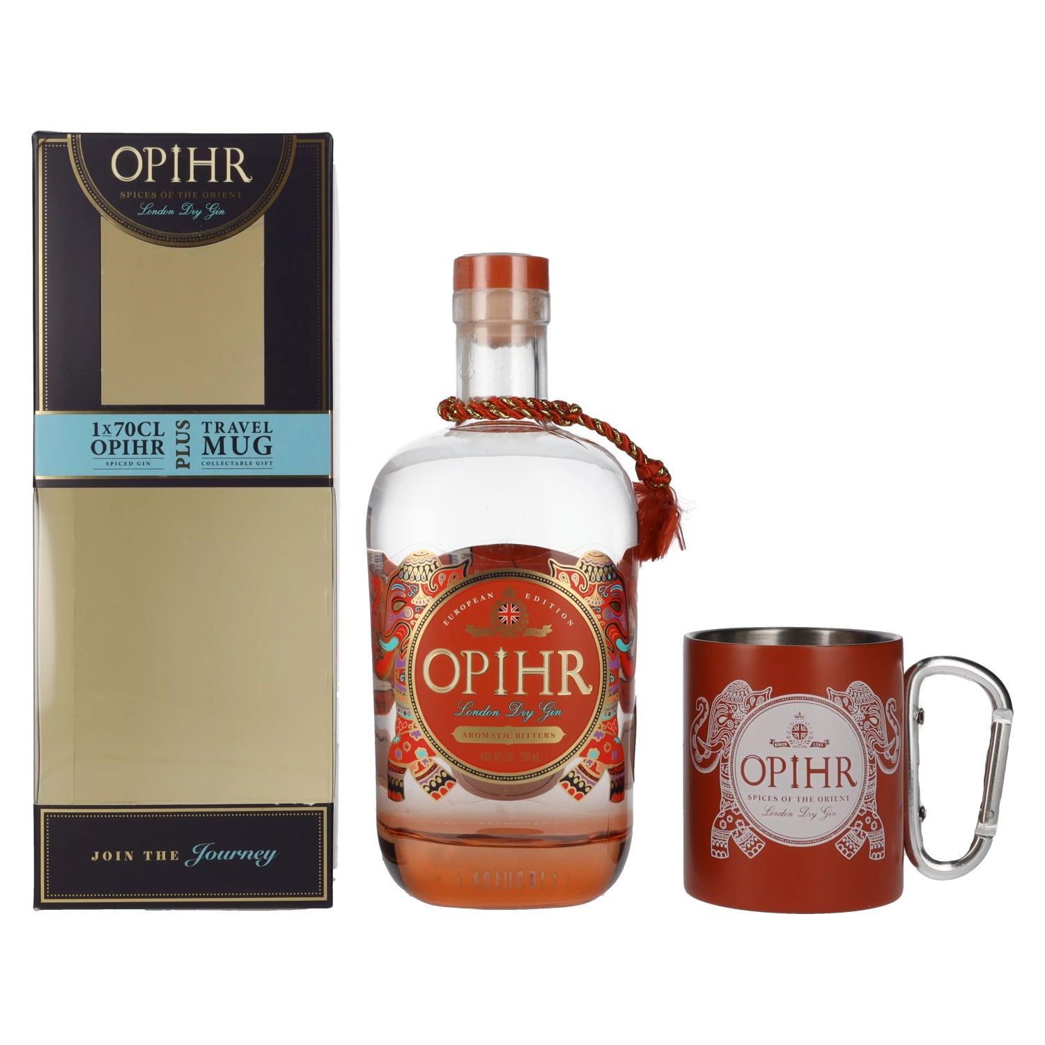 Opihr London Dry Gin EUROPEAN EDITION 43% Vol. 0.7L in gift box with travel mug