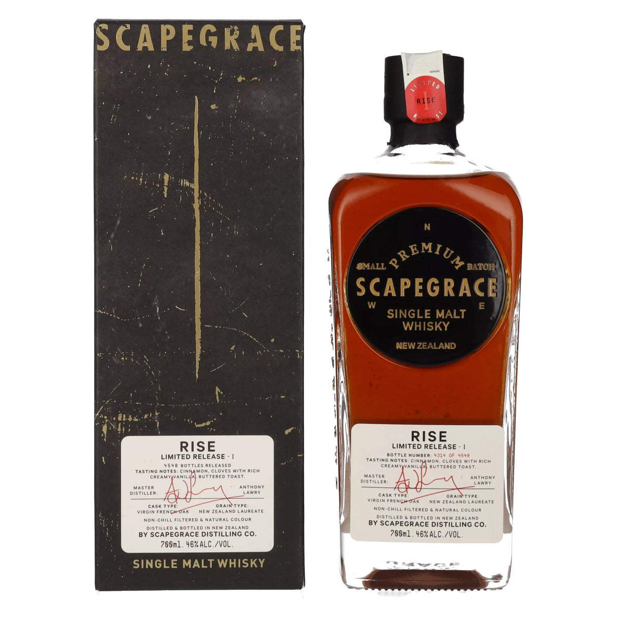 Scapegrace RISE Small Batch Limited Release I 46% Vol. 0.7L in gift box