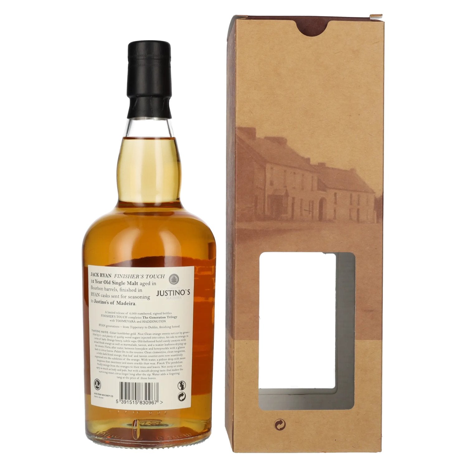 Jack Ryan 12 Years Old FINISHER'S TOUCH Single Malt Irish Whiskey Madeira Finish 46% Vol. 0,7l in Geschenkbox