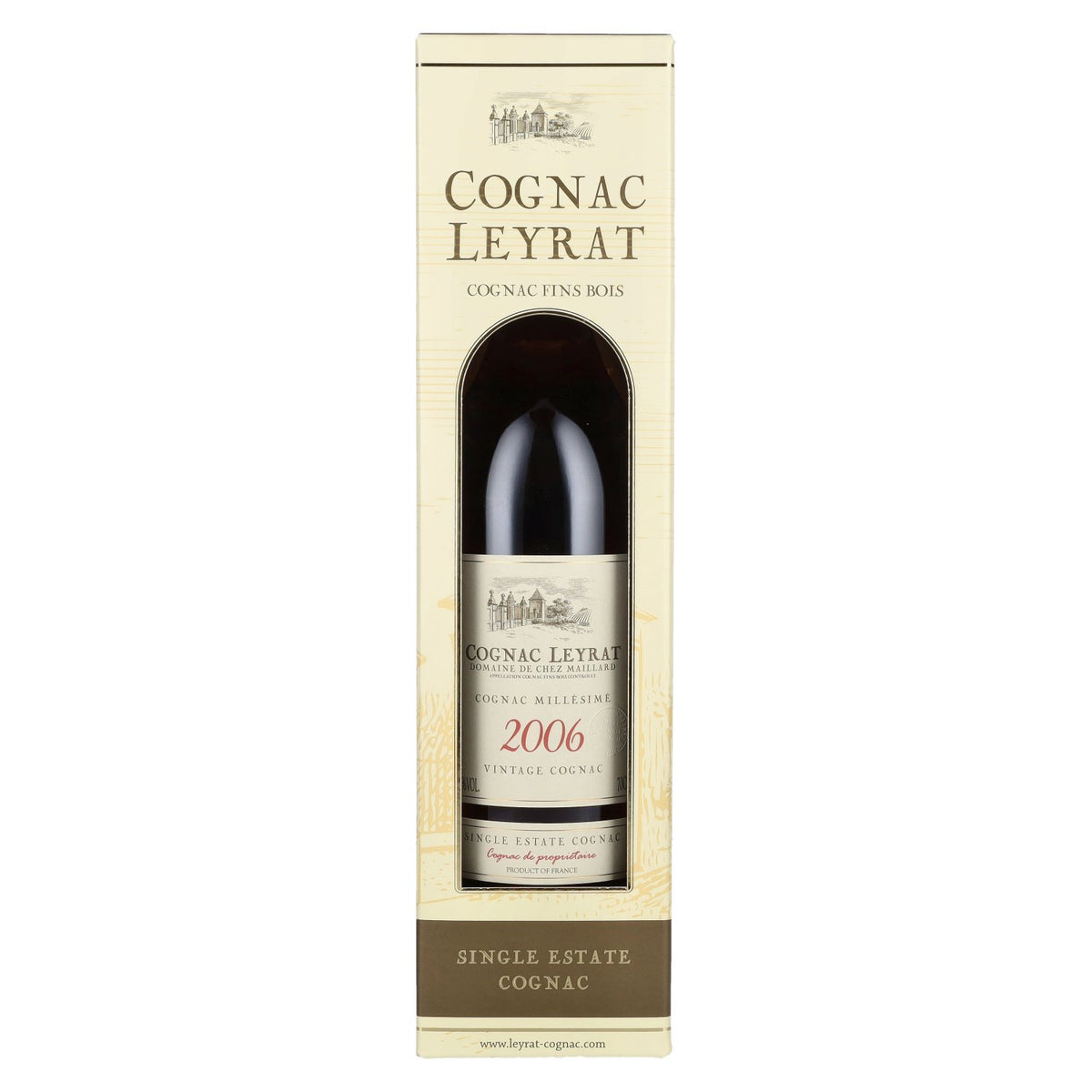 Cognac Leyrat Single Estate Cognac, Vintage 2006, 44% vol., 0.7 l, in a gift box