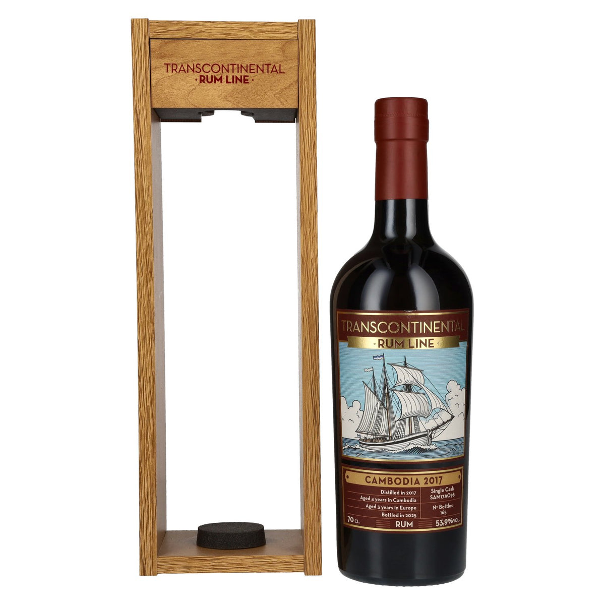 Transcontinental Rum Line CAMBODIA Single Cask Rum 2017 53,9% Vol. 0,7l in Holzkiste