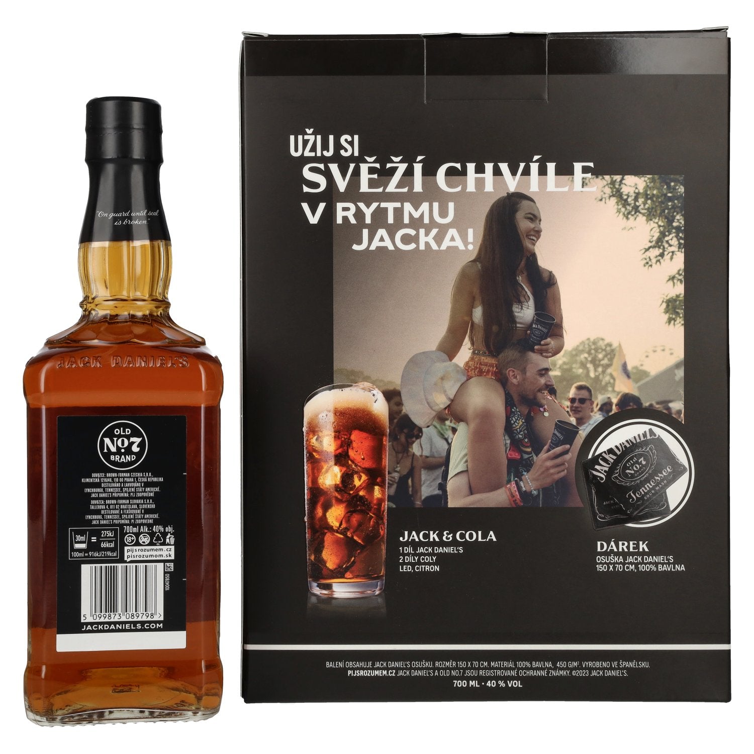 Jack Daniel's Tennessee Whiskey 40% Vol. 0,7l in Geschenkbox mit Handtuch