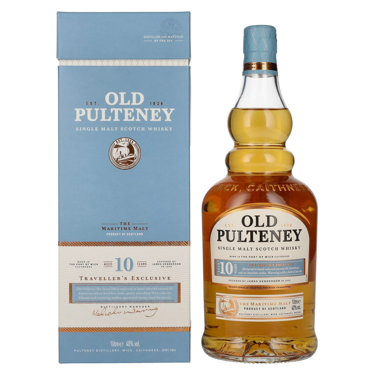 Old Pulteney 10 Years Old Single Malt TRAVELLER'S EXCLUSIVE 40% Vol. 1l in Gift Box