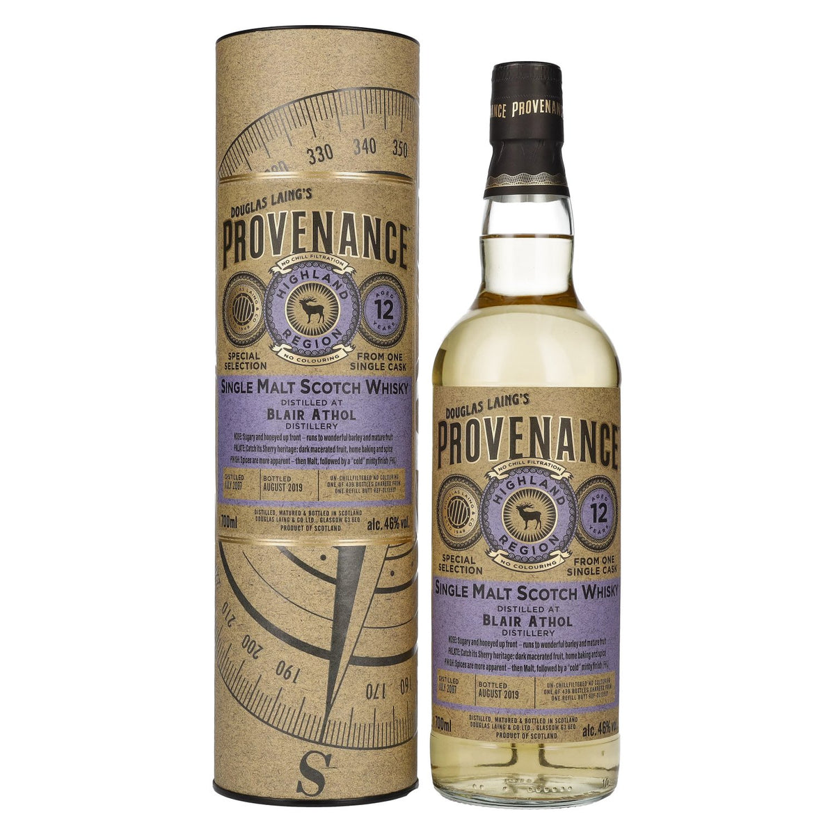 Douglas Laing PROVENANCE Blair Athol 12 Years Old Single Cask Malt 2007 46% Vol. 0.7L in gift box