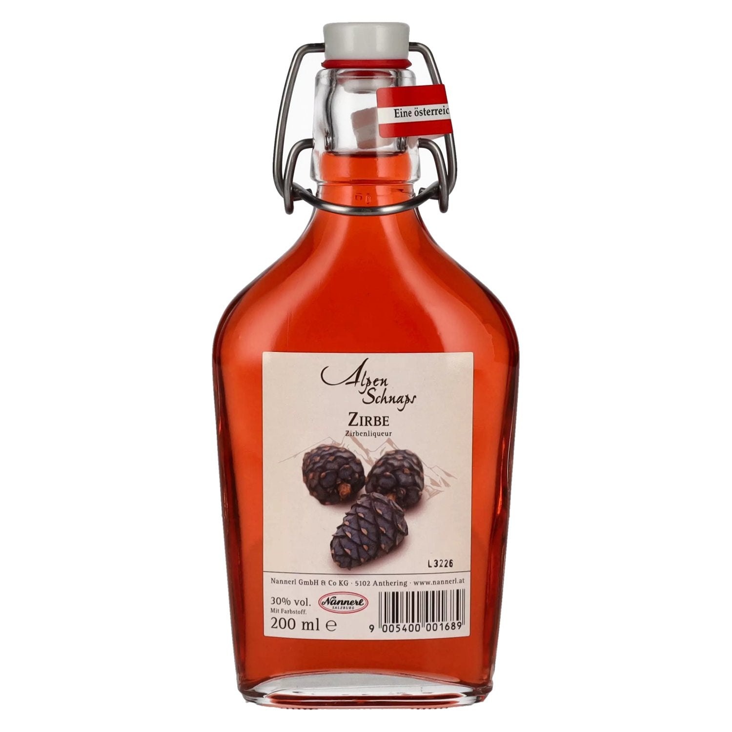 Nannerl Alpine Schnapps STONE PINE Stone Pine Liqueur 30% Vol. 0.2l in a Hip Flask