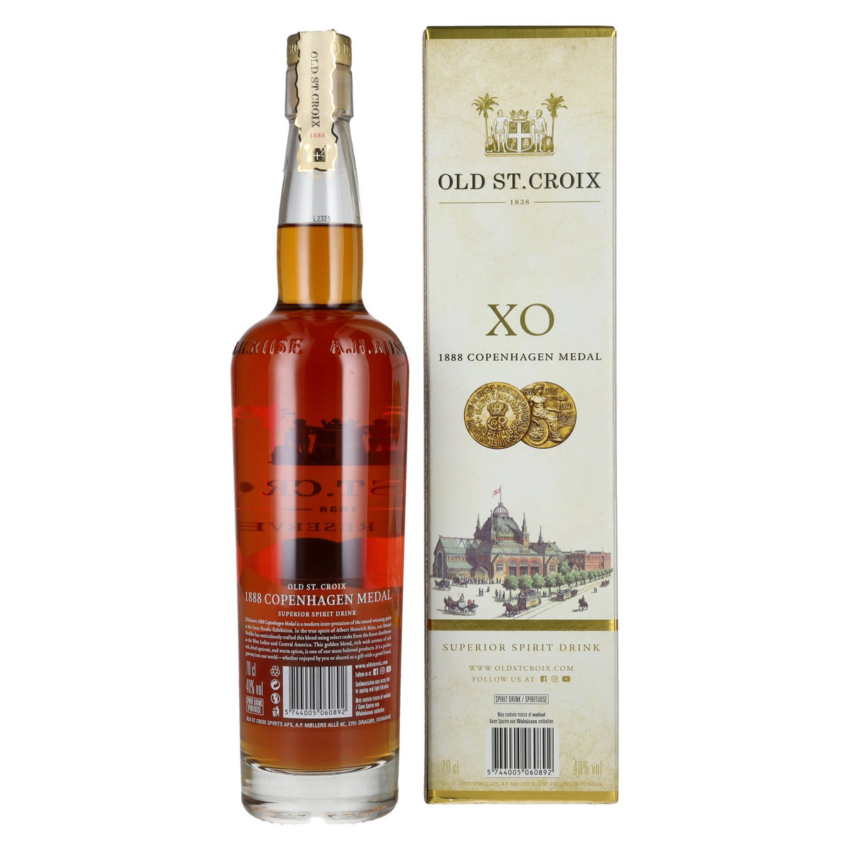 Old St. Croix A.H. Riise 1888 COPENHAGEN XO Superior Spirit Drink 40% Vol. 0,7l in Geschenkbox