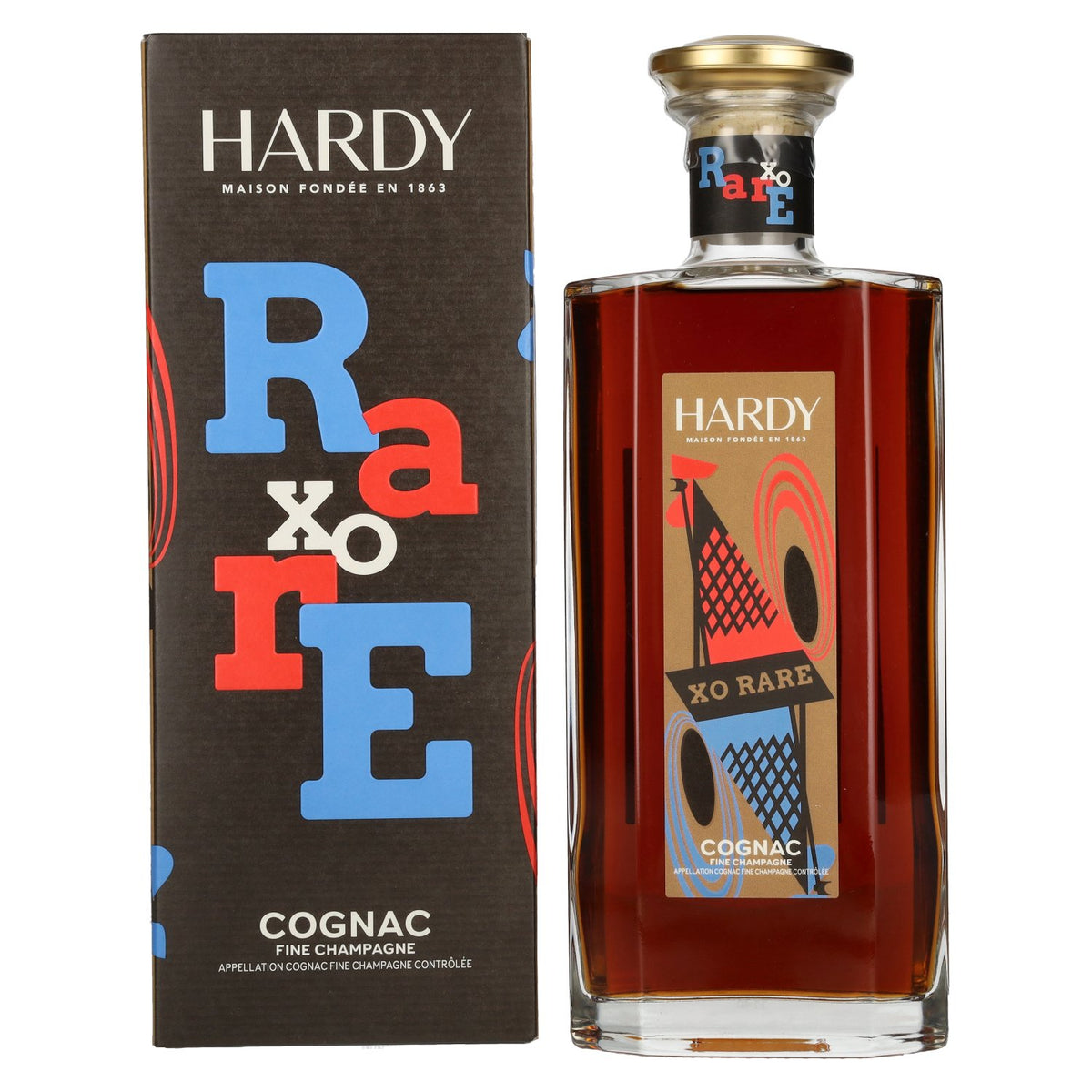 Hardy XO RARE Fine Champagne Cognac 40% vol. 0.7 l in a gift box