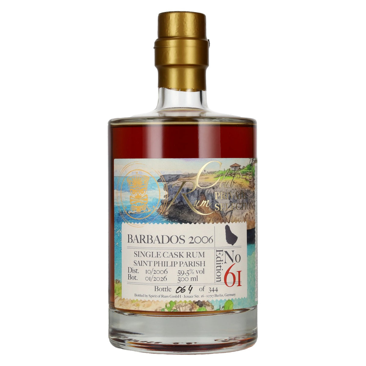 RUM CLUB PRIVATE SELECTION Barbados Single Cask Rum Edition 61 2006 59.5% Vol. 0.5L