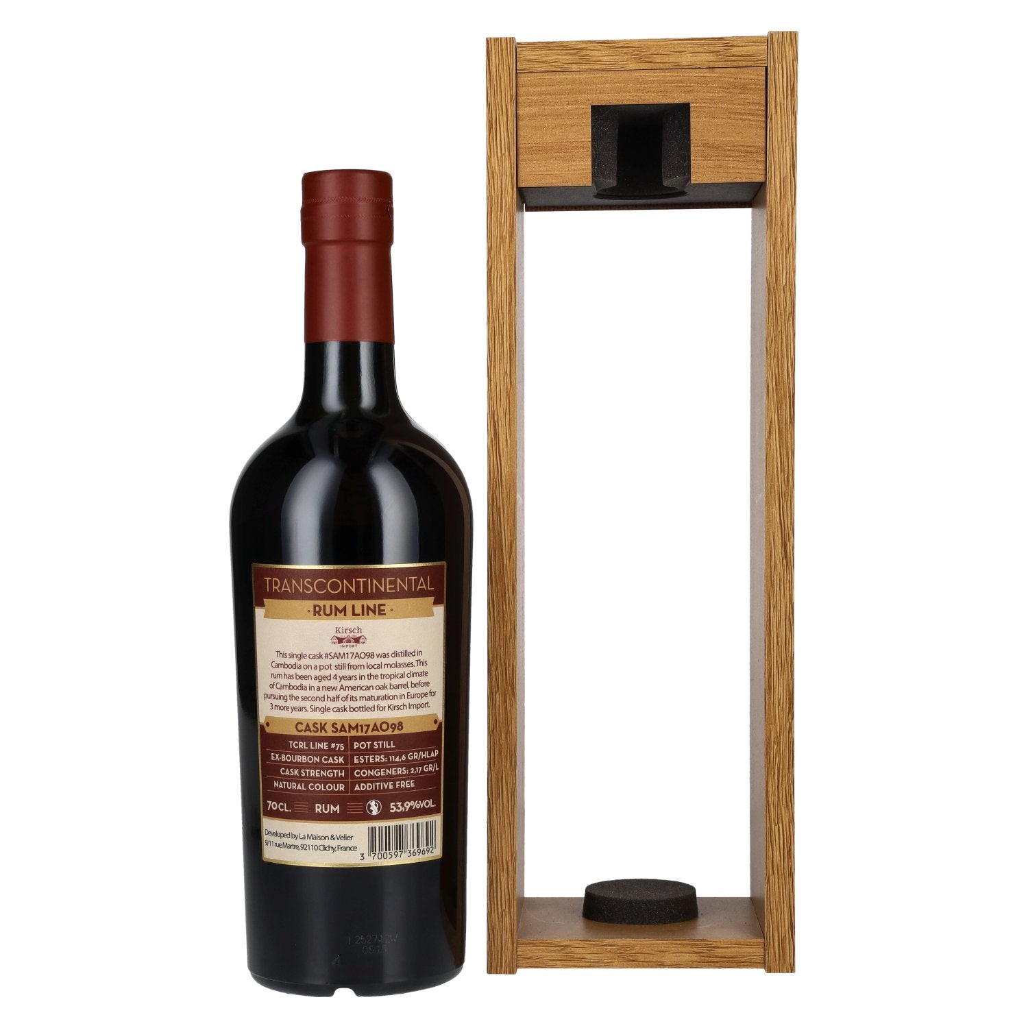 Transcontinental Rum Line CAMBODIA Single Cask Rum 2017 53,9% Vol. 0,7l in Holzkiste