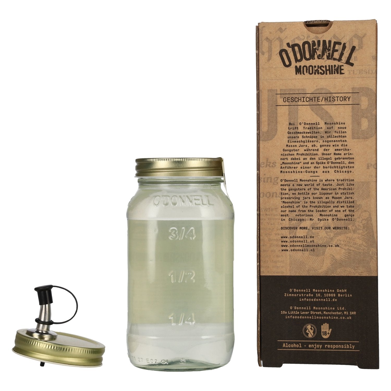 O'Donnell Moonshine LIME Likör 20% Vol. 0,7l in Geschenkbox mit Ausgießer