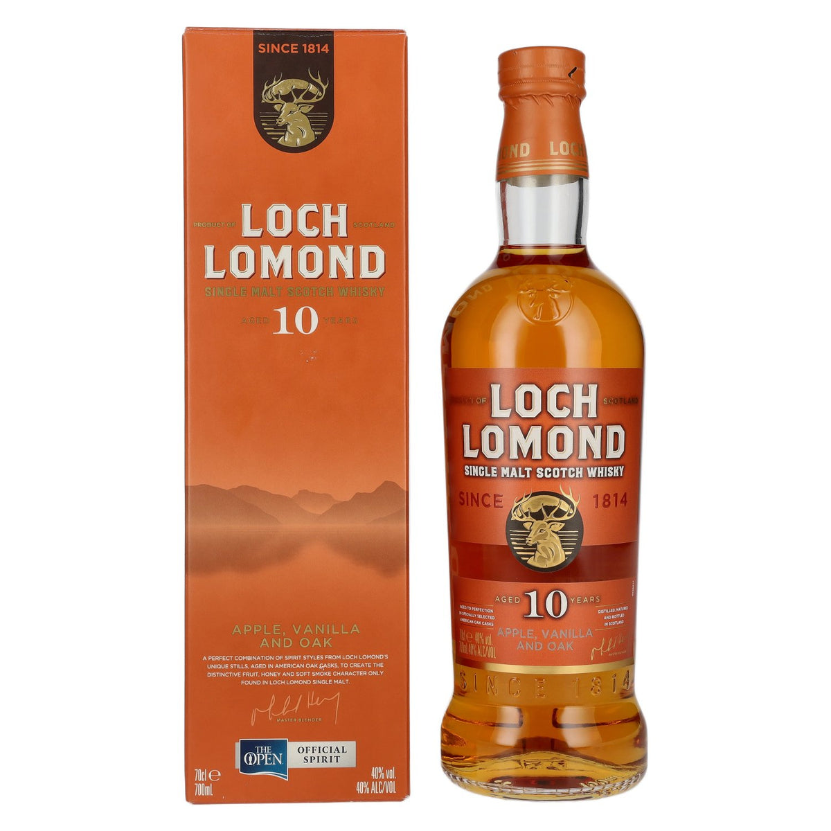 Loch Lomond 10-Year-Old Single Malt Apple, Vanilla and Oak Whisky 40% ABV 0.7l in a gift box