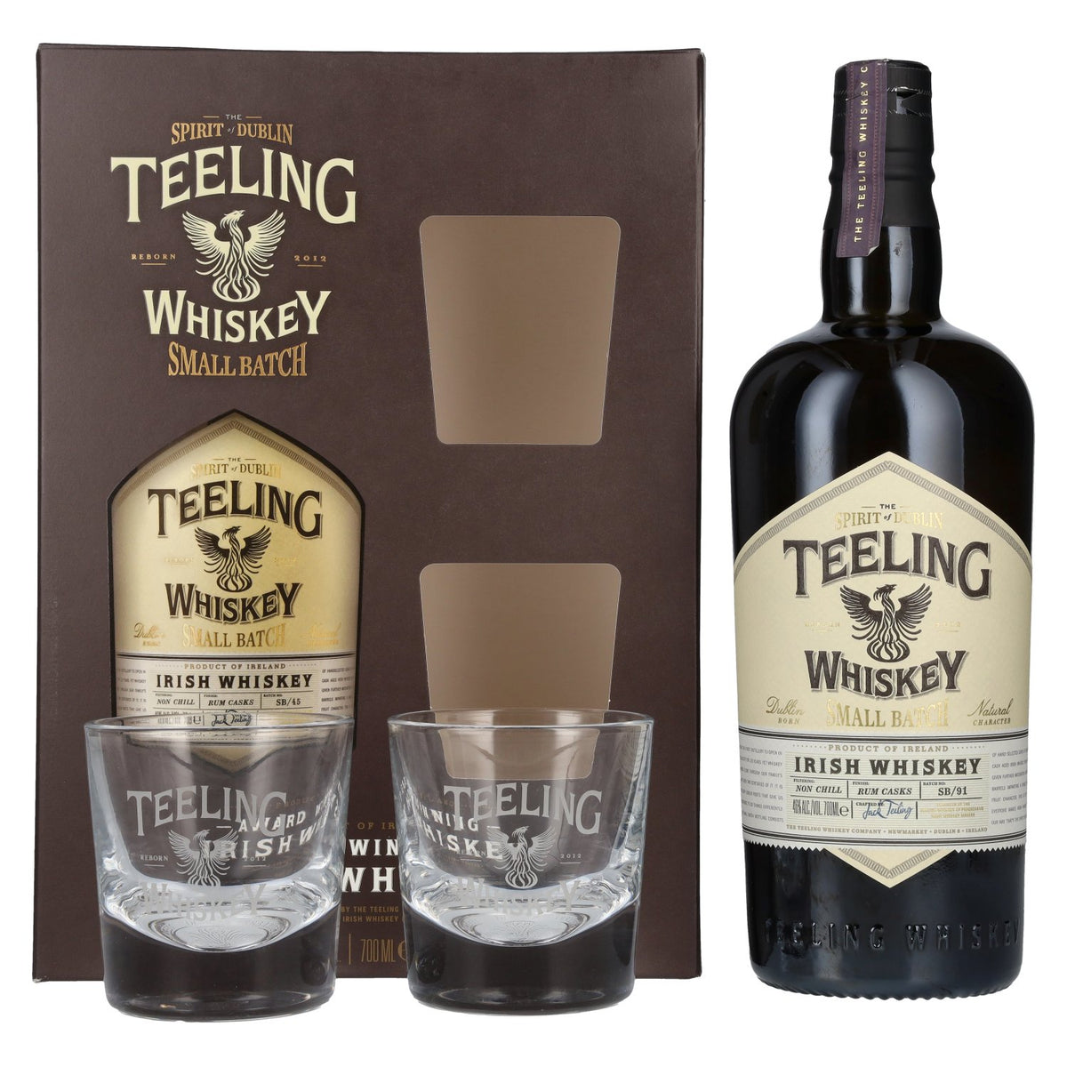 Teeling Whiskey SMALL BATCH Irish Whiskey Rum Cask 46% vol. 0.7 l in a gift box with 2 glasses