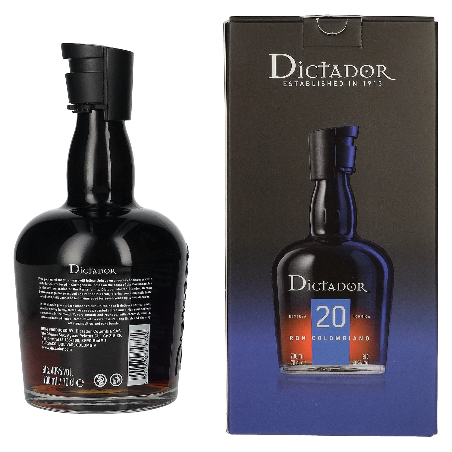 Dictador 20 Years Old Reserva Icónica Ron Colombiano 40% Vol. 0,7l in Geschenkbox