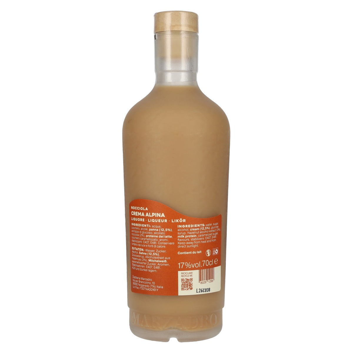 Marzadro Crema Alpina Nocciola Liqueur 17% vol. 0.7 l