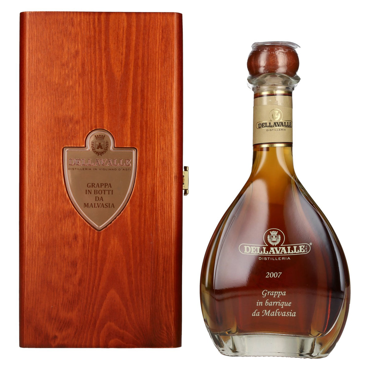 Dellavalle Grappa Affinata in botti da MALVASIA 2007 42% Vol. 0,7l in Holzkiste