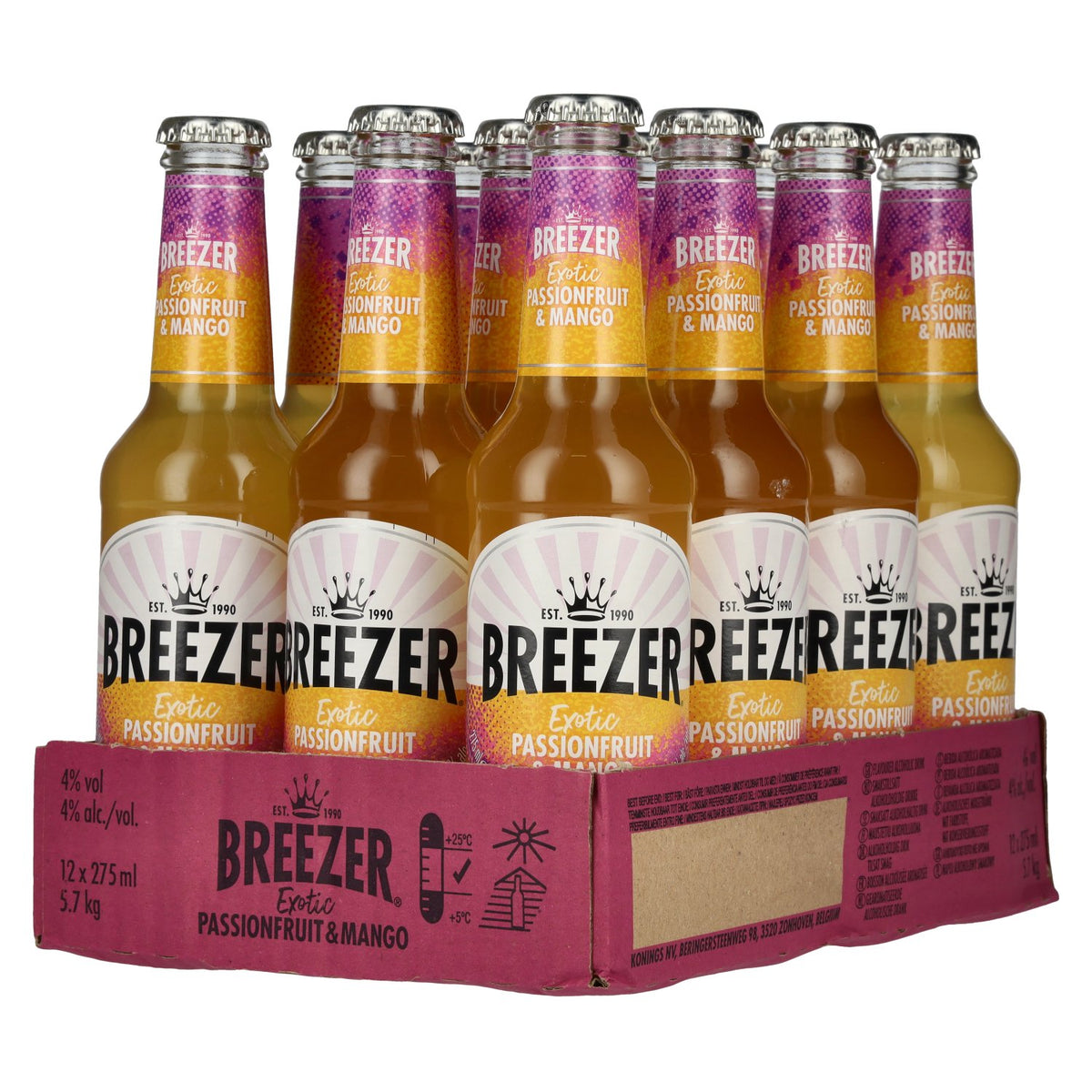 Bacardi Breezer Exotic Passion Fruit &amp; Mango 4% ABV 12 x 0.275 l
