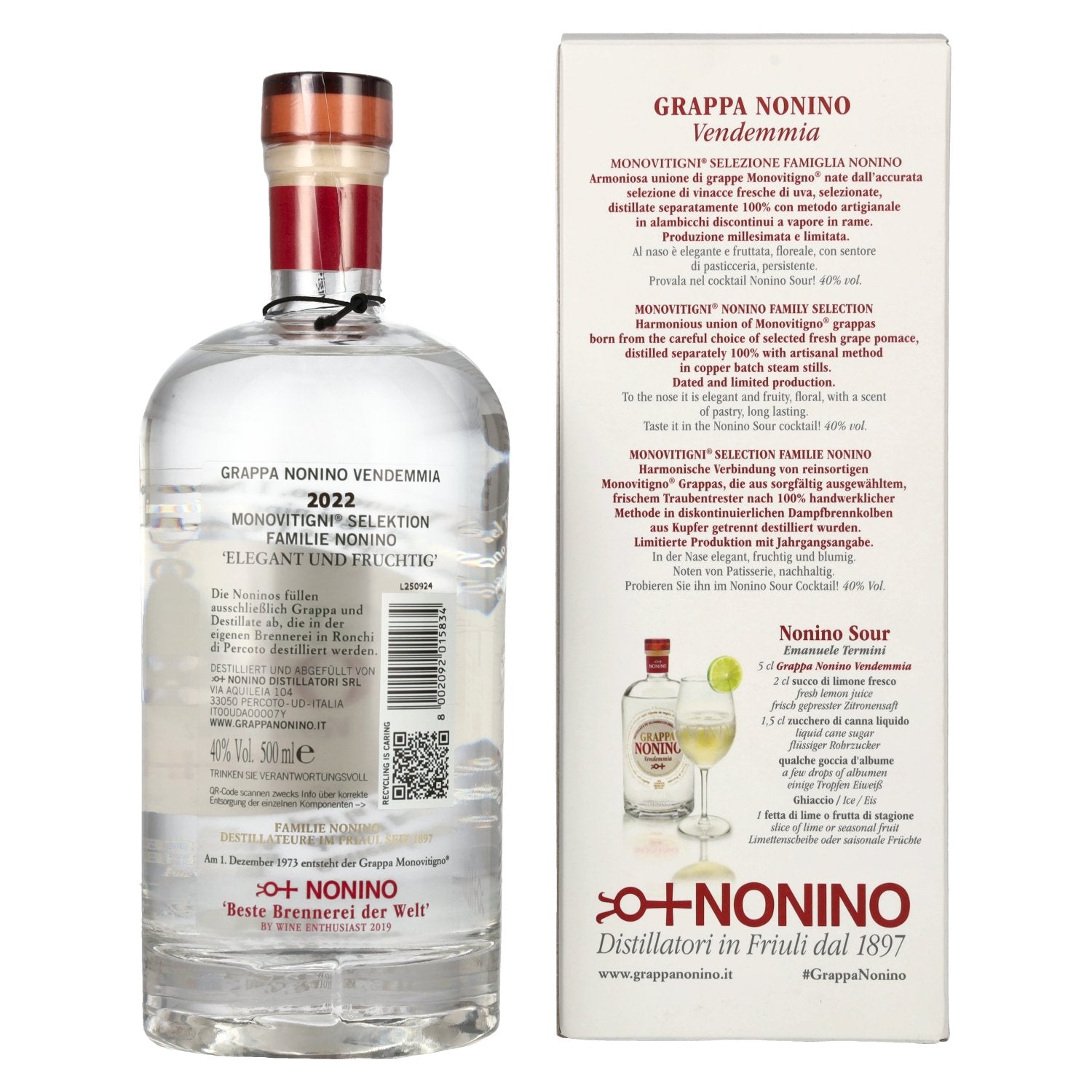 Nonino Grappa Monovitigni Vendemmia 40% Vol. 0.5l in Gift Box