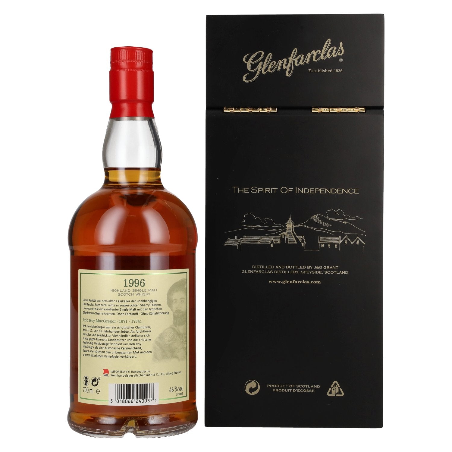 Glenfarclas The Famous Scots ROB ROY MACGREGOR Highland Single Malt 1996 46% Vol. 0.7L in Gift Box