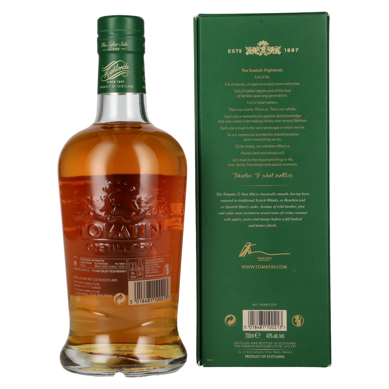 Tomatin 12 Years Old BOURBON & SHERRY CASKS 43% Vol. 0.7l in Gift Box