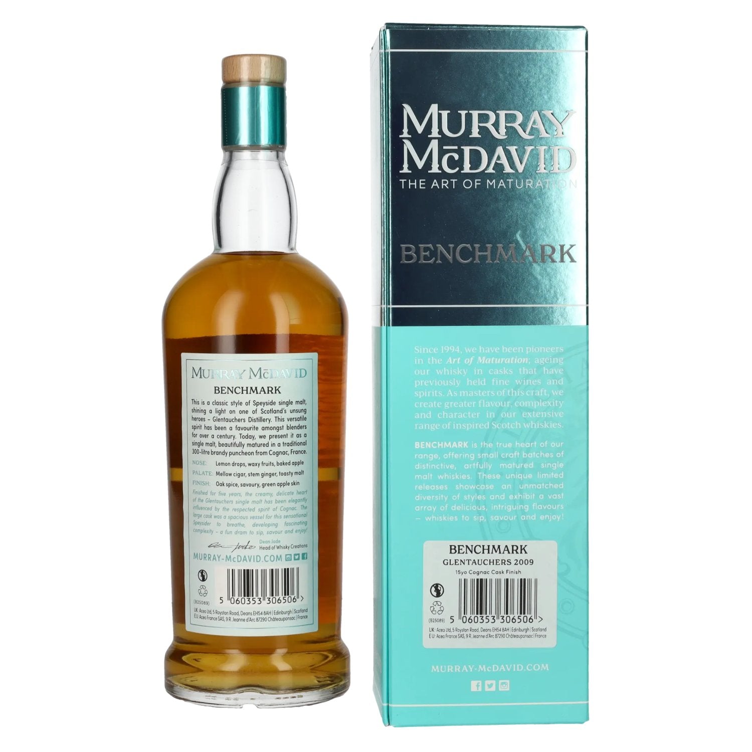 Murray McDavid BENCHMARK 15 Years Old GLENTAUCHERS Cognac Cask Finish 2009 54.1% Vol. 0.7l in Gift Box