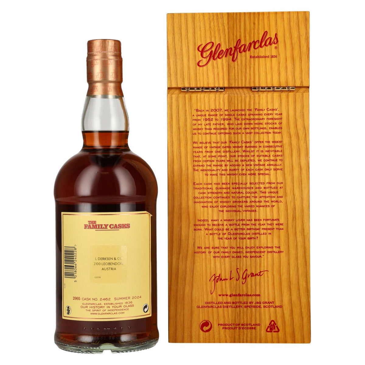 Glenfarclas THE FAMILY CASKS Single Cask SUMMER 2024 Sherry Butt #2462 2005 59.3% Vol. 0.7l in wooden box