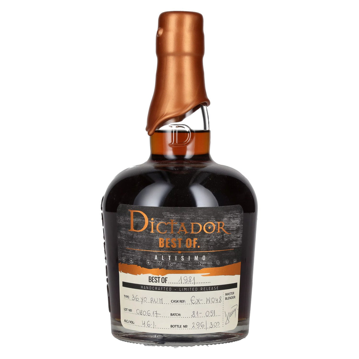 Dictador BEST OF 1981 ALTISIMO Colombian Rum 36YO/080617/EX-W048 46% Vol. 0.7l
