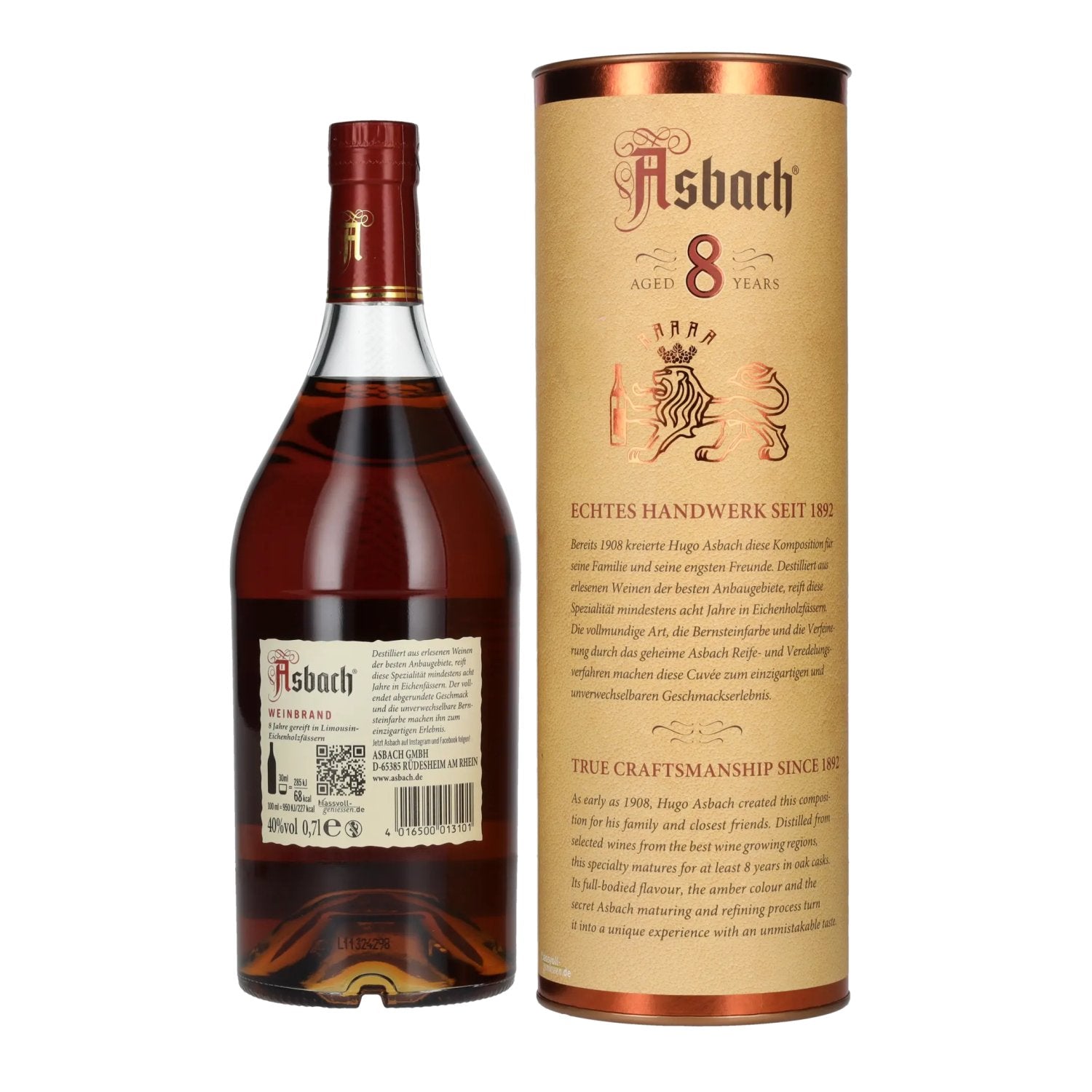 Asbach Privatbrand 8 Years 40% Vol. 0,7l in Geschenkbox