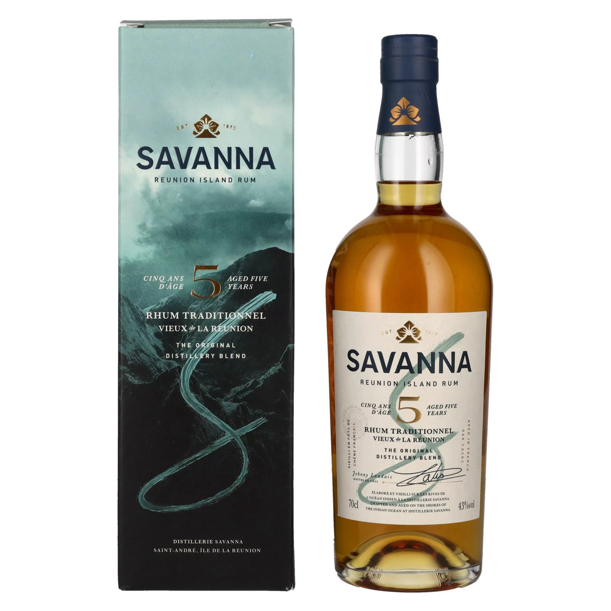Savanna 5 Years Old Traditional Reunion Island Rum 43% Vol. 0.7L in Gift Box