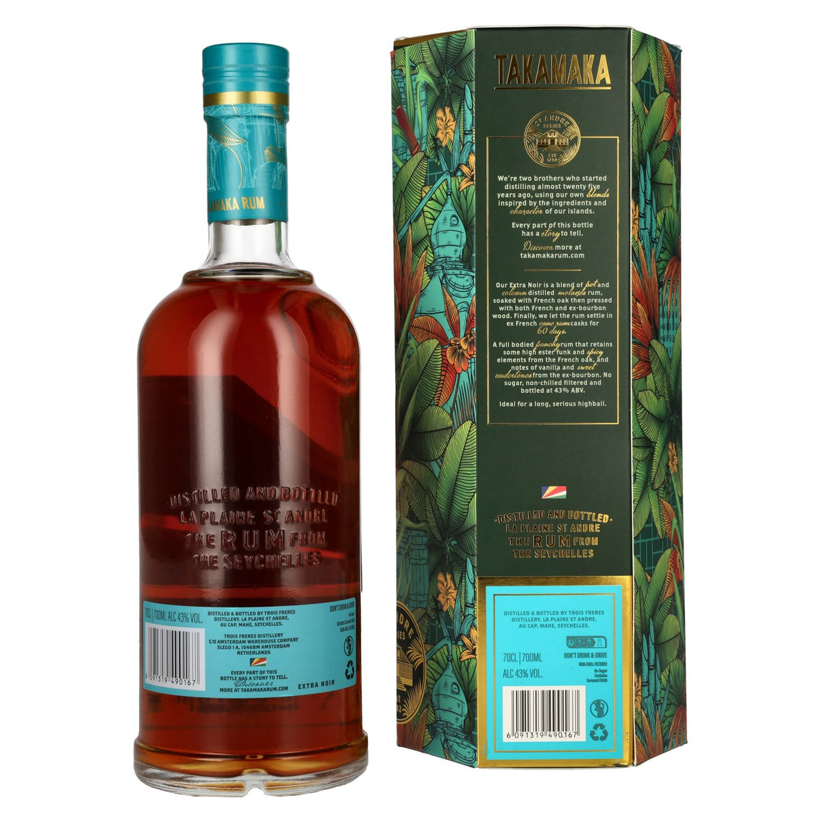 Takamaka EXTRA NOIR Rum 43% ABV, 0.7 litres, in a gift box