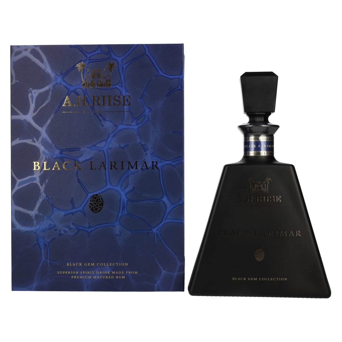 A.H. Riise Black BLACK LARIMAR Gem Collection Spirit Drink 45.2% ABV 0.7l in a gift box