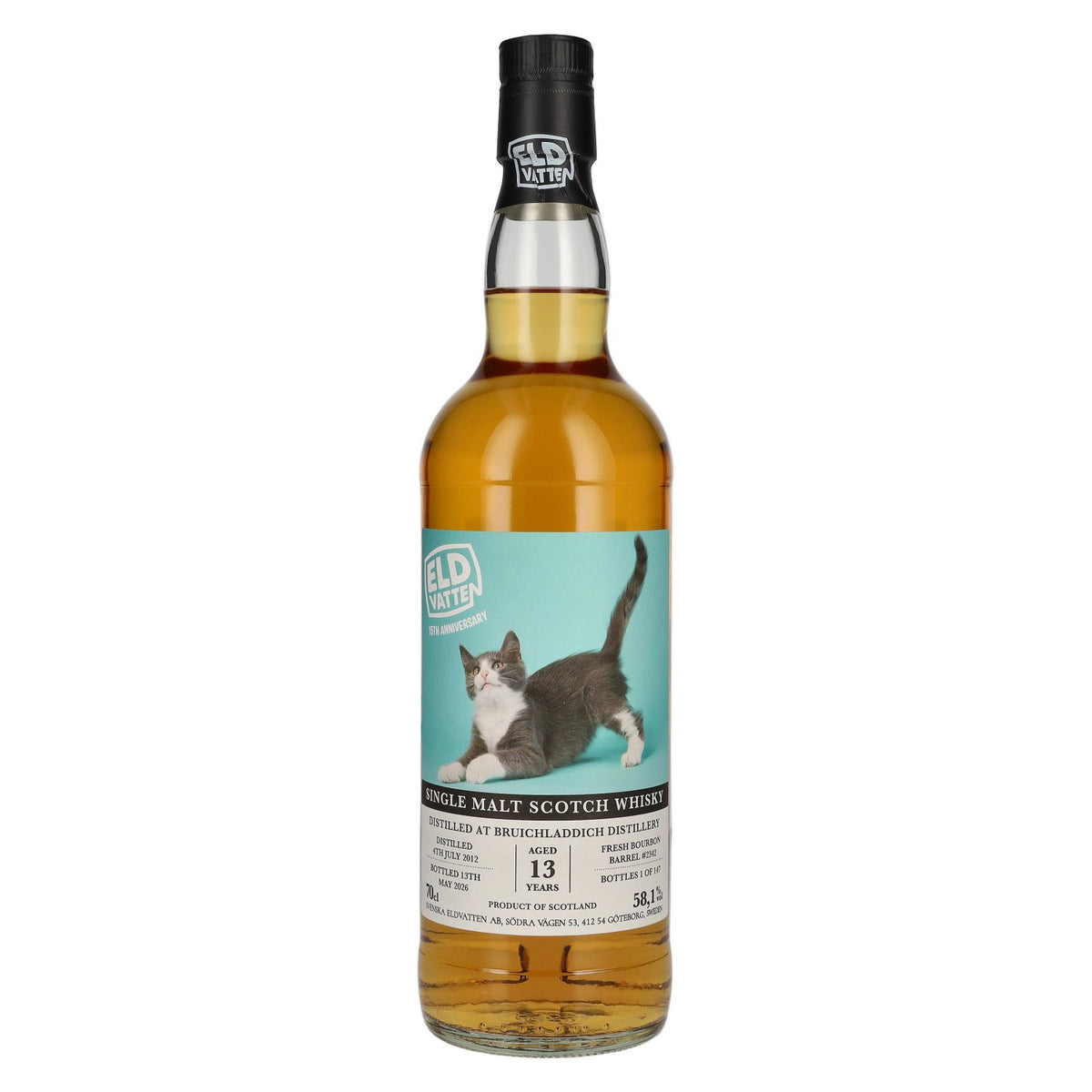 Eldvatten Svenska Bruichladdich 13 Years Old Single Malt Cat Label Cask #2342 2012 58,1% Vol. 0,7l
