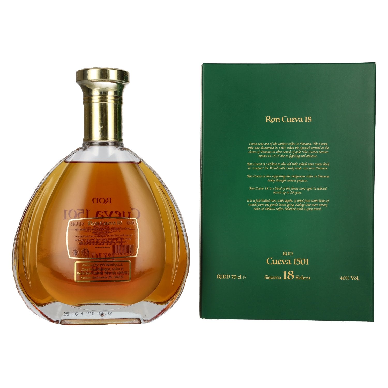 Ron Cueva 1501 Sistema 18 Solera Panama Rum 40% Vol. 0,7l in Geschenkbox