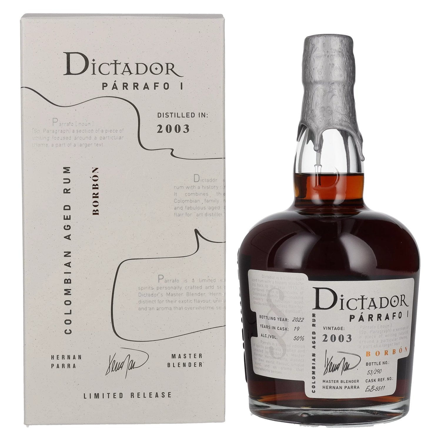 Dictador PARRAFO I 19 Years Old BOURBON Vintage 2003 50% Vol. 0.7L in Gift Box