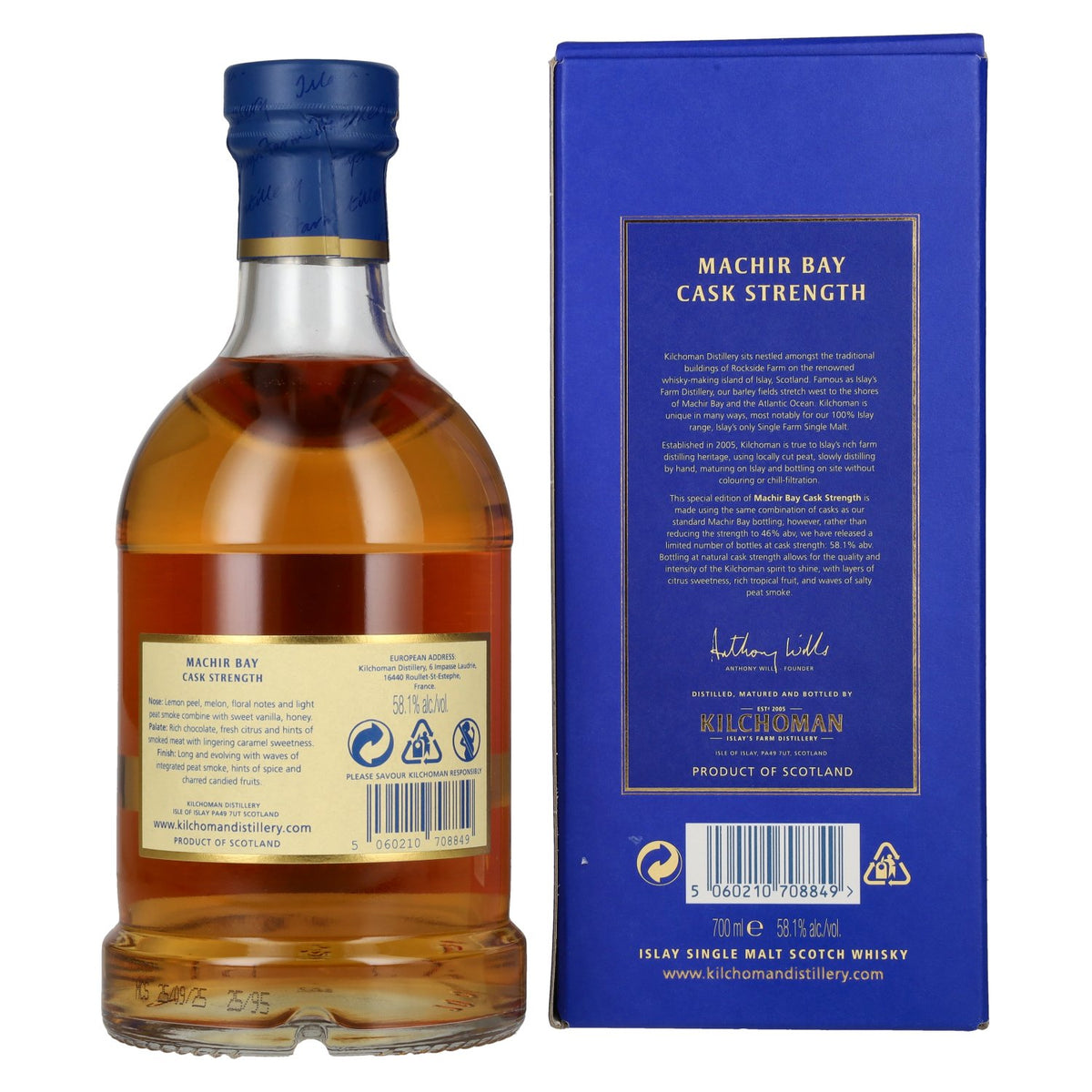 Kilchoman MACHIR BAY Cask Strength Islay Single Malt Scotch Whisky 2025 Edition 58.1% Vol. 0.7l in gift box