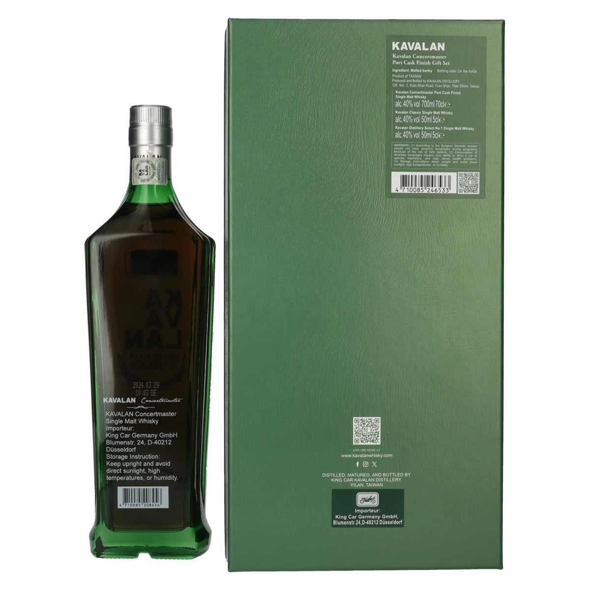 Kavalan CONCERTMASTER Port Cask Finish Single Malt Whisky 40% Vol. 0.7l in Gift Box with 2x0.05l Miniatures