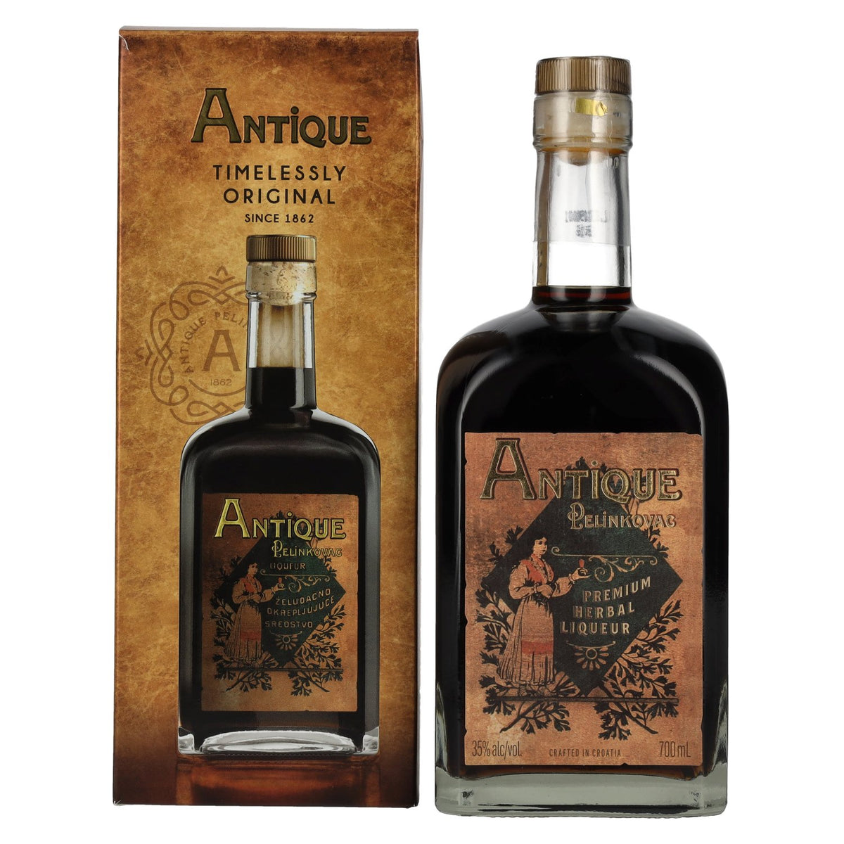Badel Antique Pelinkovac Premium Herbal Liqueur 35% Vol. 0.7L in Gift Box