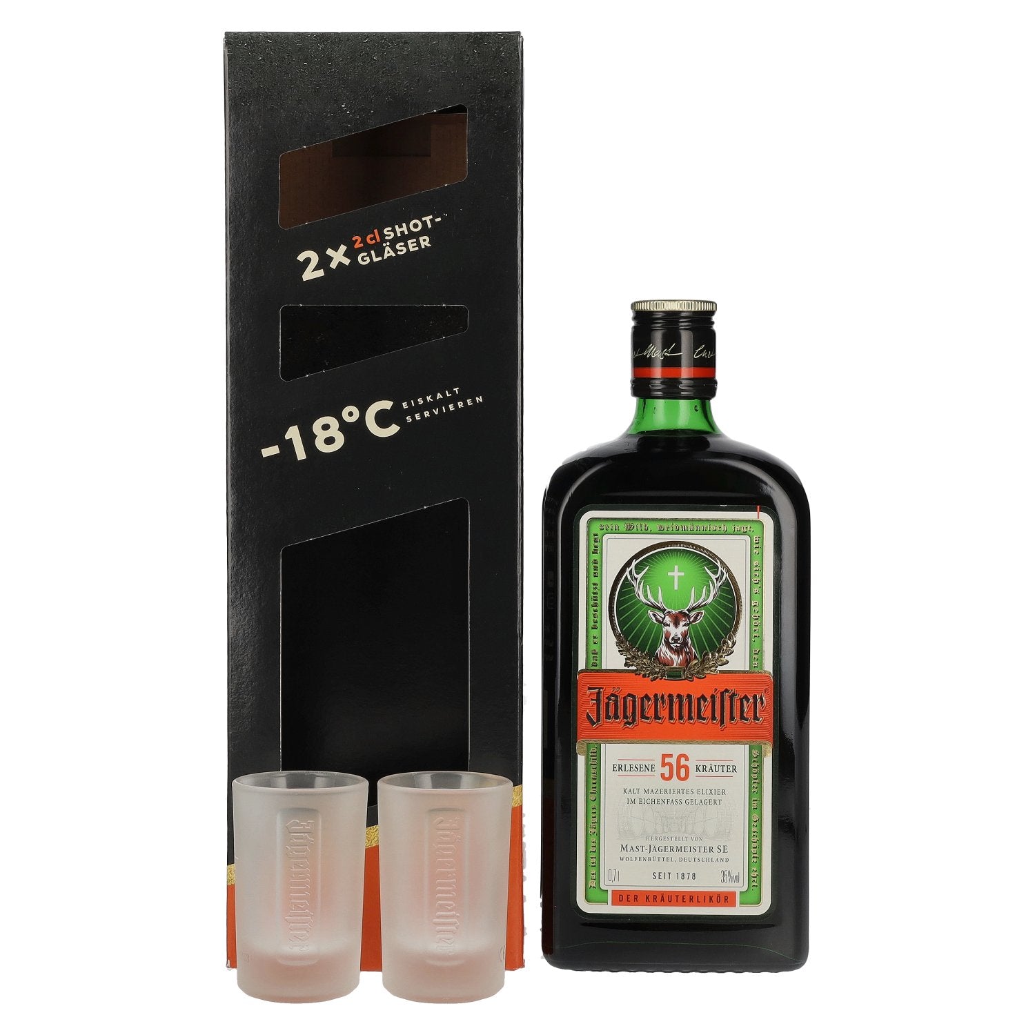 Jägermeister 35% Vol. 0,7l in Geschenkbox mit 2 Shotgläser