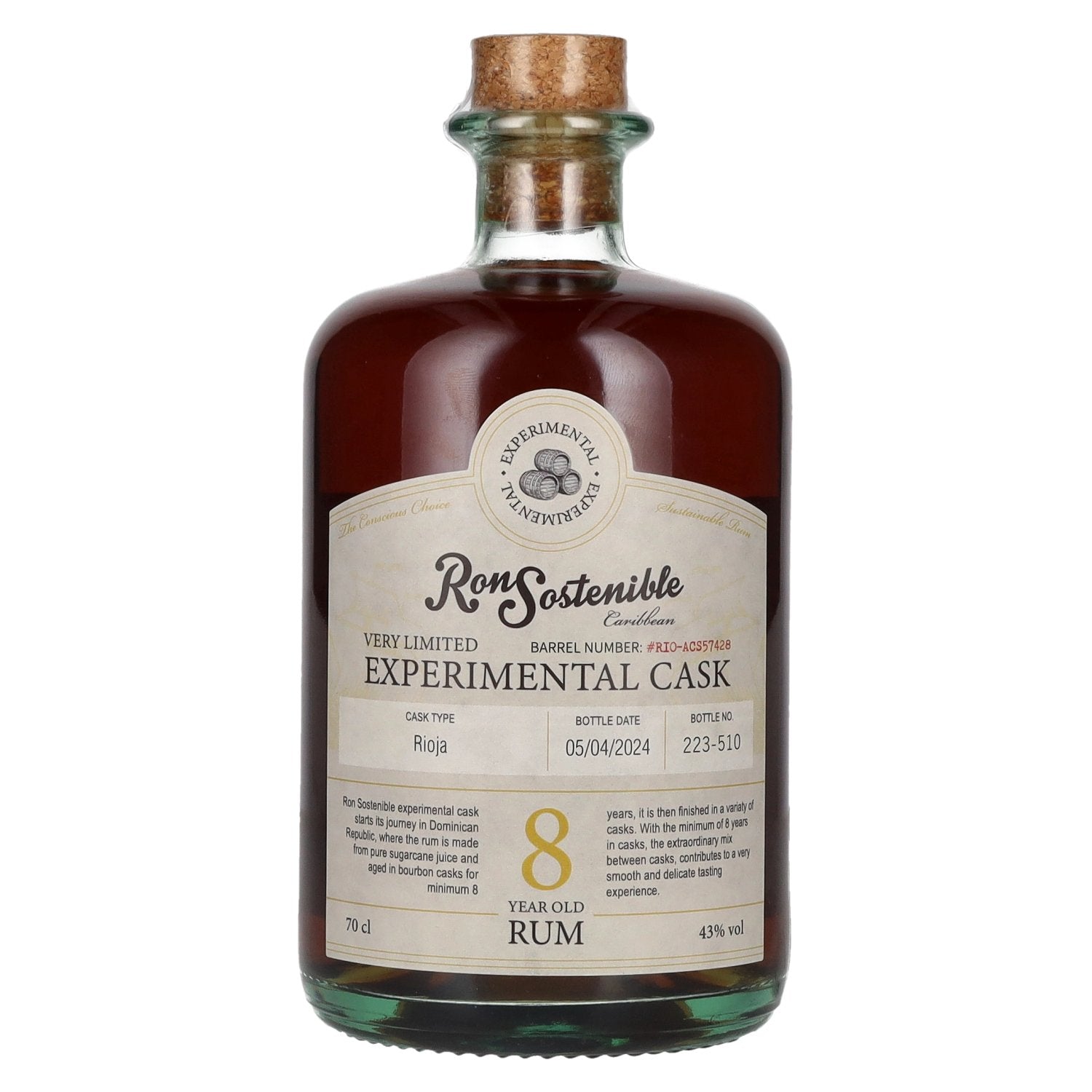 Ron Sostenible 8 Years Old Experimental Rioja Cask 43% Vol. 0.7l