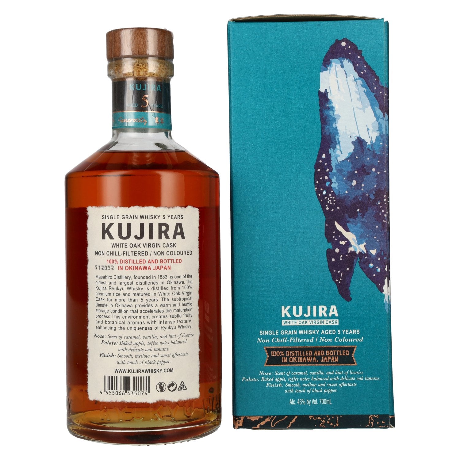 Kujira Ryukyu 5 Years Old WHITE OAK VIRGIN CASK Whisky 43% Vol. 0,7l in Geschenkbox