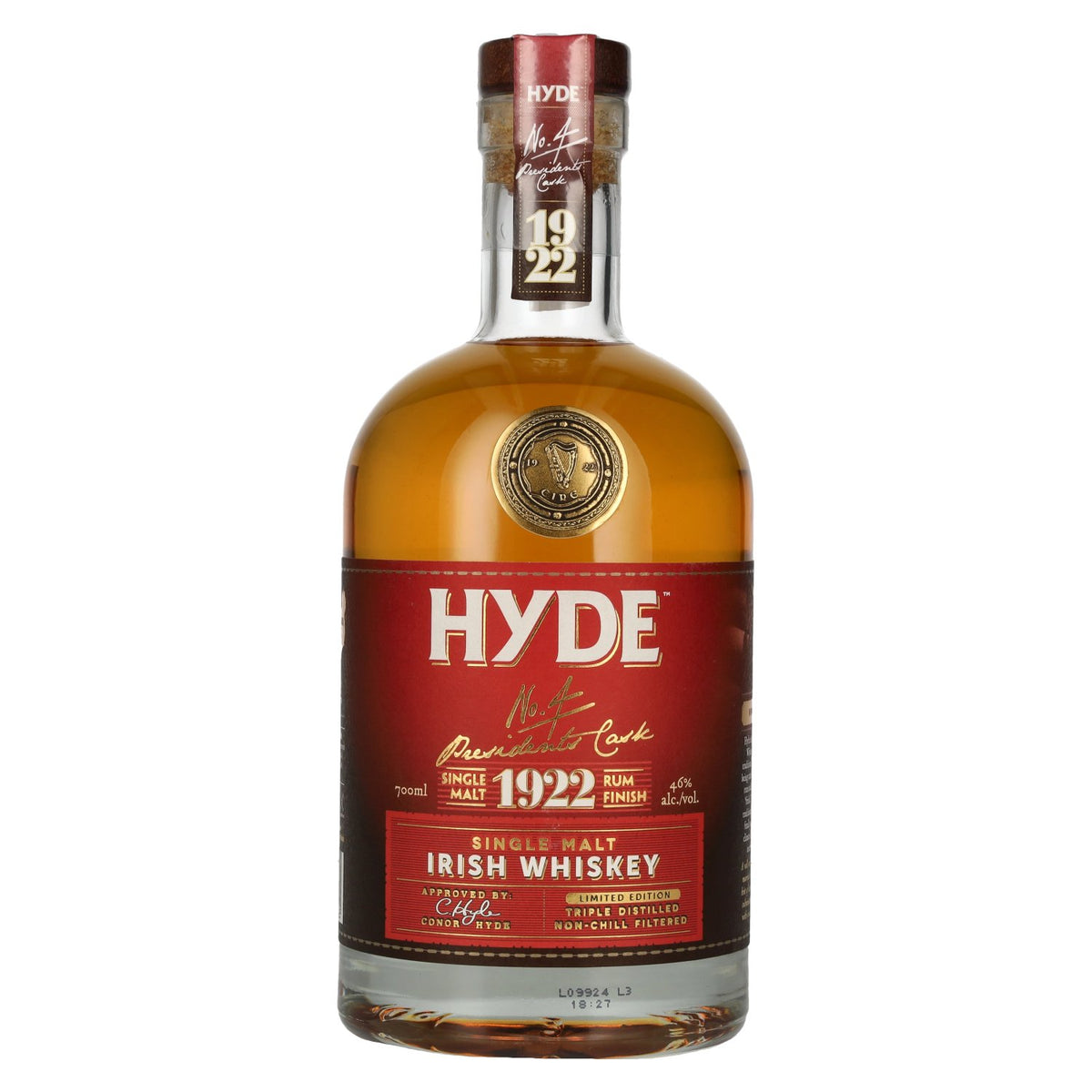 Hyde No.4 RUM FINISH Single Malt Irish Whiskey 46% Vol. 0.7l